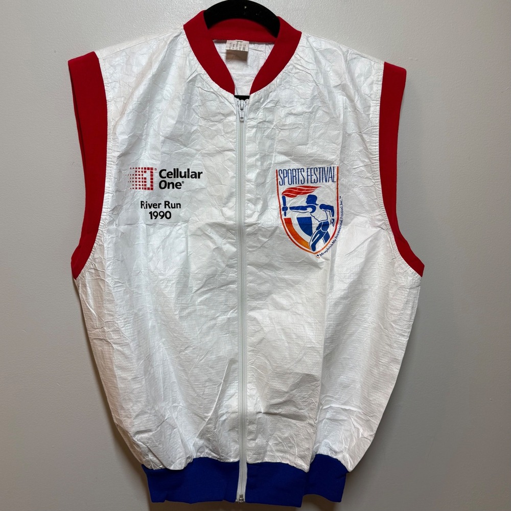 Vintage 1990 Cellular One River Run Tyvek Vest XL Memphis In May Festival USA